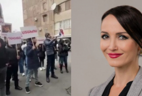   والدة النائب الأرميني تصب الماء الساخن على المتظاهرين -   فيديو    