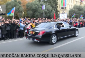 أردوغان يستقبل بفرح في باكو - فيديو