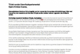   مناشدة للحكومة النرويجية بشأن مذبحة خوجالي  