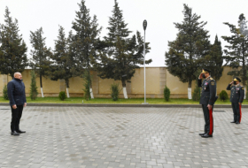  الرئيس إلهام علييف في افتتاح وحدة عسكرية حديثة البناء تابعة للقوات الداخلية - صور