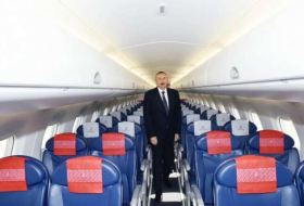 اطلع الرئيس الأذربيجاني على خصائص الطائرة امبراير 190 التابعة لشركة 